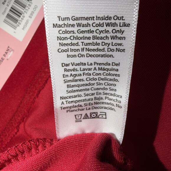 NWT Juicy Couture Velour Track Pants Red Large Rhinestone Logo Mid Rise - Picture 8 of 10